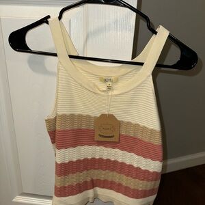 Kori Cream Ribbed Crop Tank Top